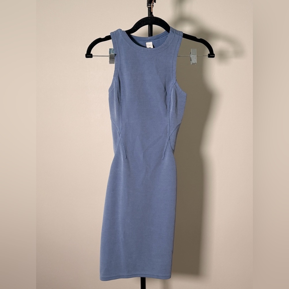 NWOT Lululemon Ribbed Softstreme Slim-Fit Tank Dress Oasis Blue - Picture 4 of 7